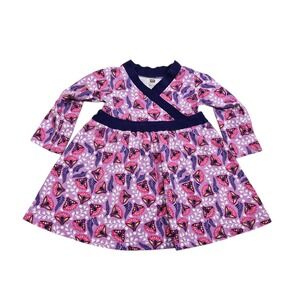 Tea Collection Baby Girl Dress‎ 6-12 Months Purple Floral Cottage Long Sleeve